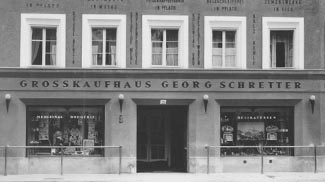 georg schretter, grosskaufhaus, sägewerk, fassfabrik, feigenkaffeefabrik, holzschleiferei, zementwerke