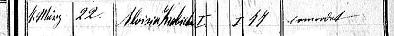 Matrikel-Auszug aus dem Gramaiser Totenbuch von 1894 - die ermordete Aloisia Krabichler