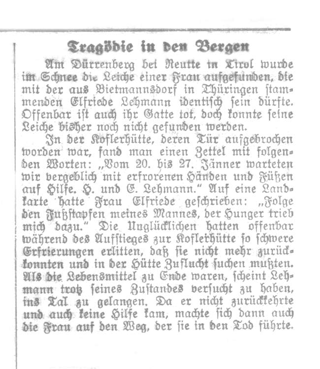 dürrenberg tragödie leiche elfriede lehmann koflerhütte fußstapfen hunger