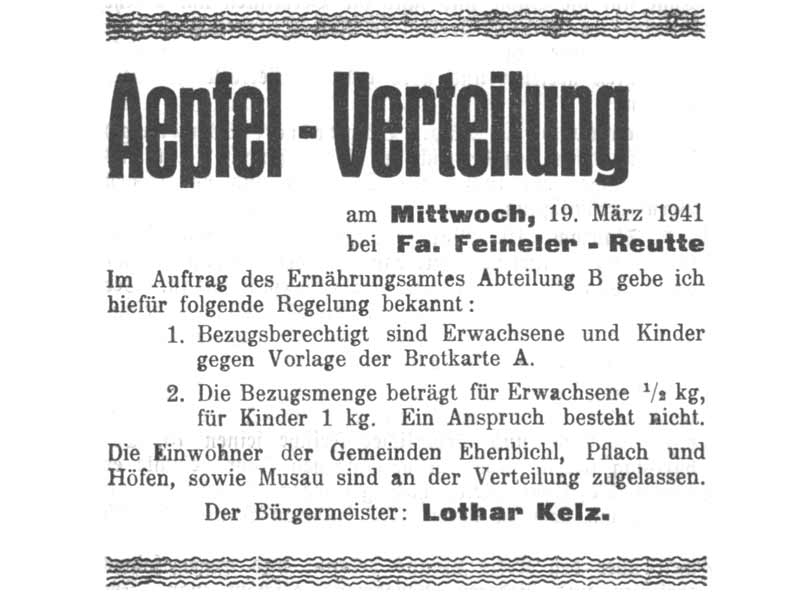 Äpfel Verteilung - Notrationierung